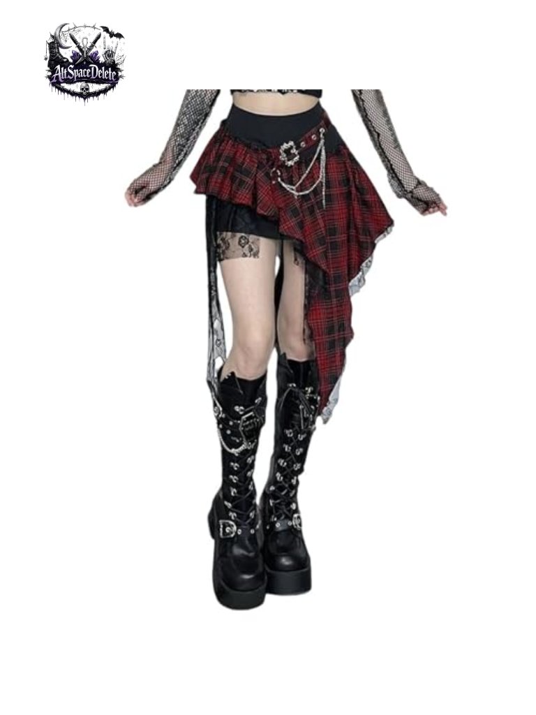 Harajuku Gothic High Waisted Asymmetrical Ruffle Skirt